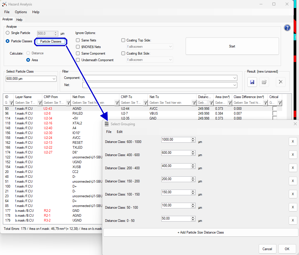 Hazard ZVEI Particle Class Dialog