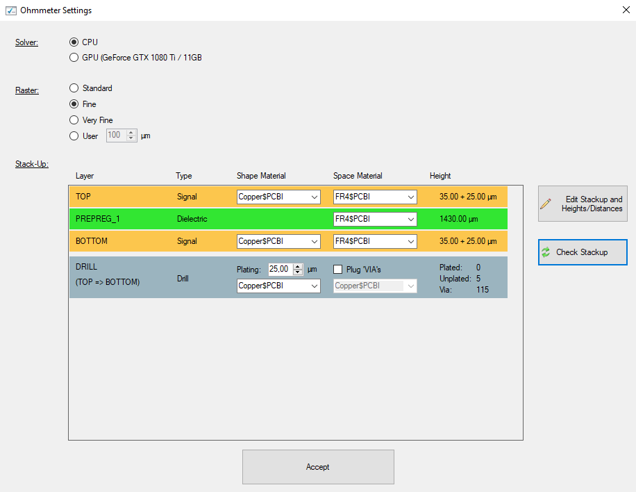 Ohmmeter Settings